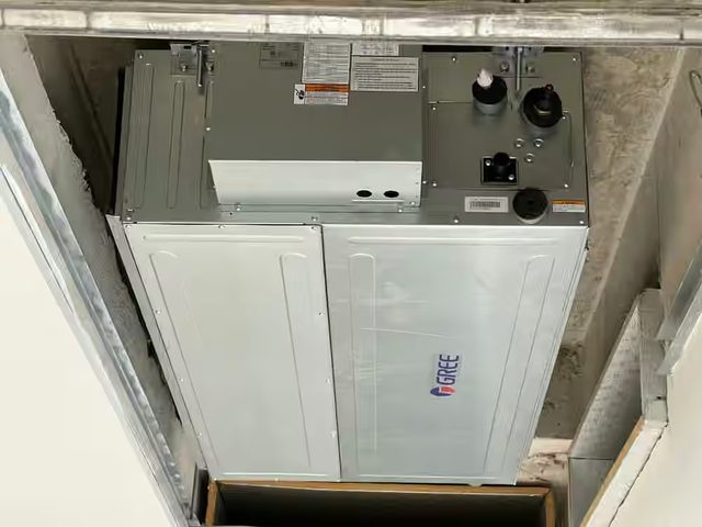 GREE concealed ducted unit hung in the ceiling void
